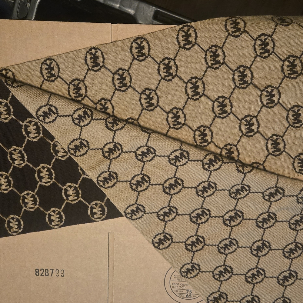 Monogram Michael Kors Tan and Black Monogram Scarf Reversible